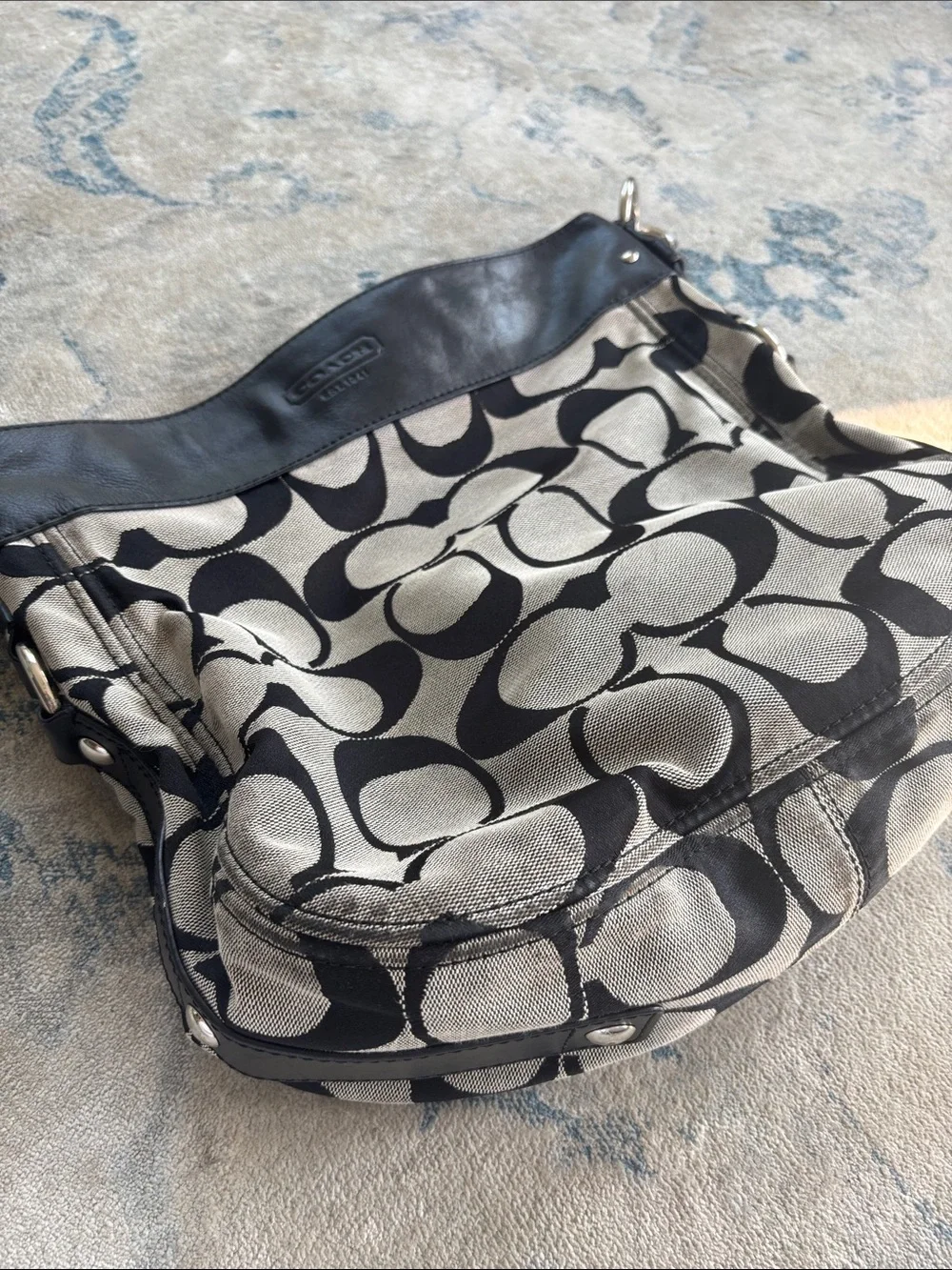 Coach Black and Tan Canvas Shoulder Bag missing strap